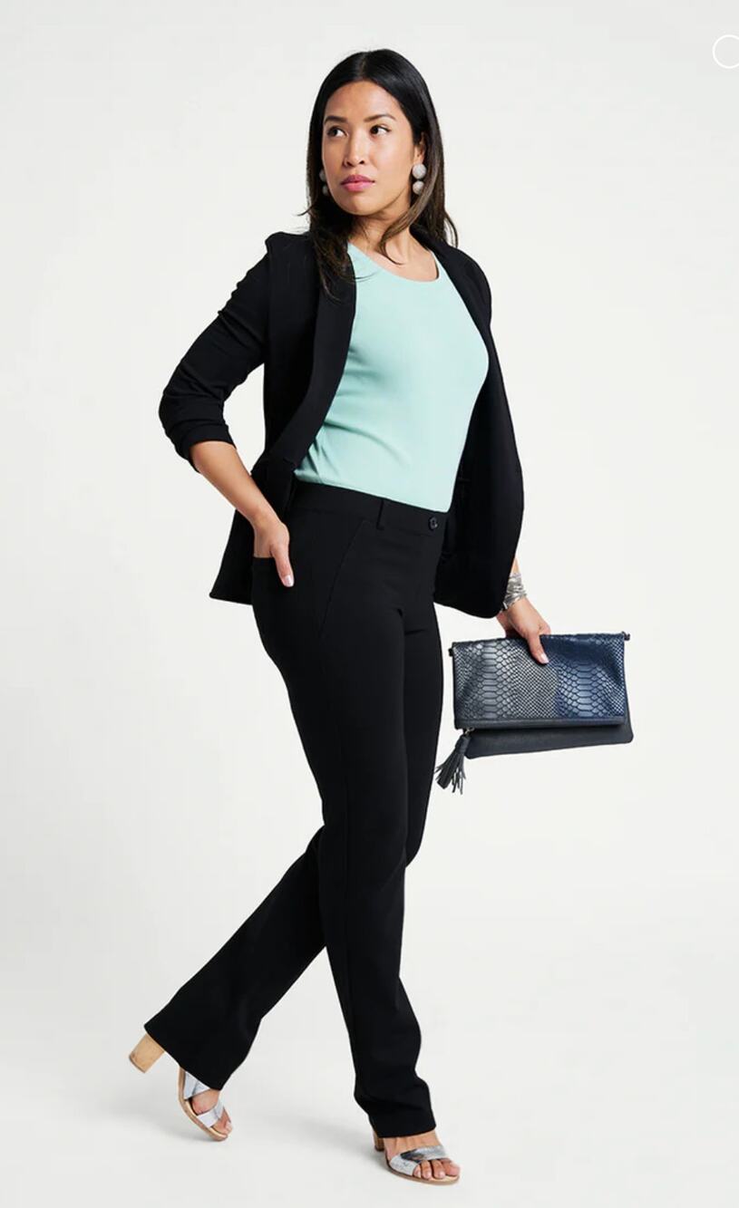 Betabrand Classic Straight Leg Dress Pant Yoga Black LP